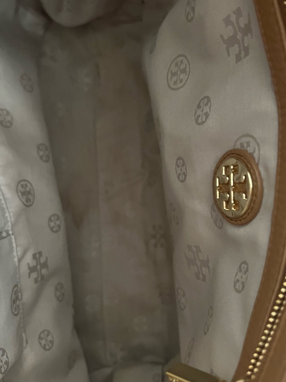 Tory Burch Tan Leather and Beige Canvas Tote . price is firm. - Picture 7 of 12